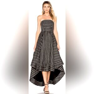 C/MEO COLLECTIVE Silver & Gray Striped Strapless Gown (L)